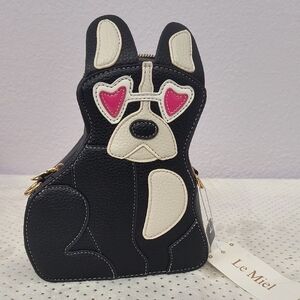 Frenchie Dog LOVE Crossbody Heart Pink Sunglasses PU Leather Novelty